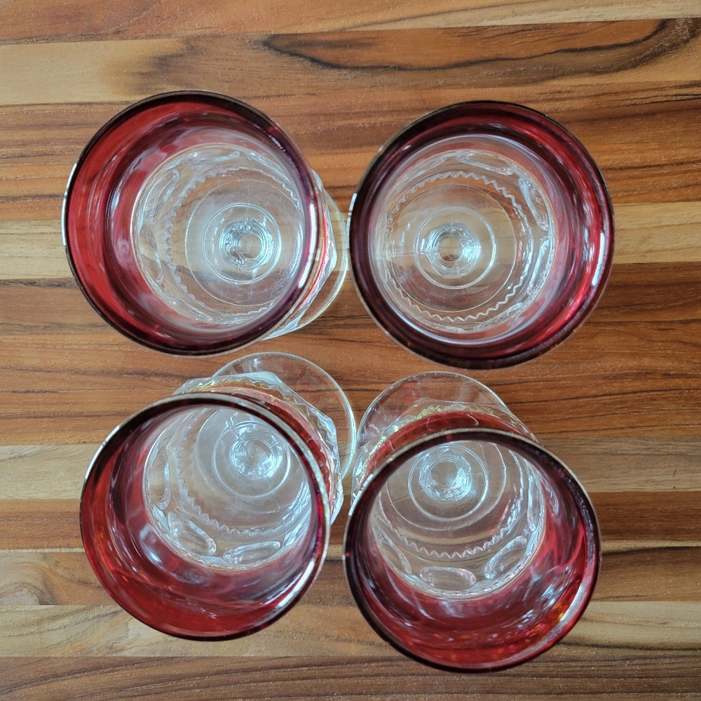 4 piece  Vintage King's Crown Ruby Thumbprint‎ Glass - 4.25" Excellant Condition - Picture 2 of 11